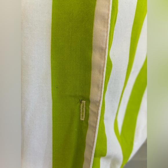 PIERRE CARDIN 80s rayon lime green white striped vacation button down shirt sz 8 - Picture 7 of 13